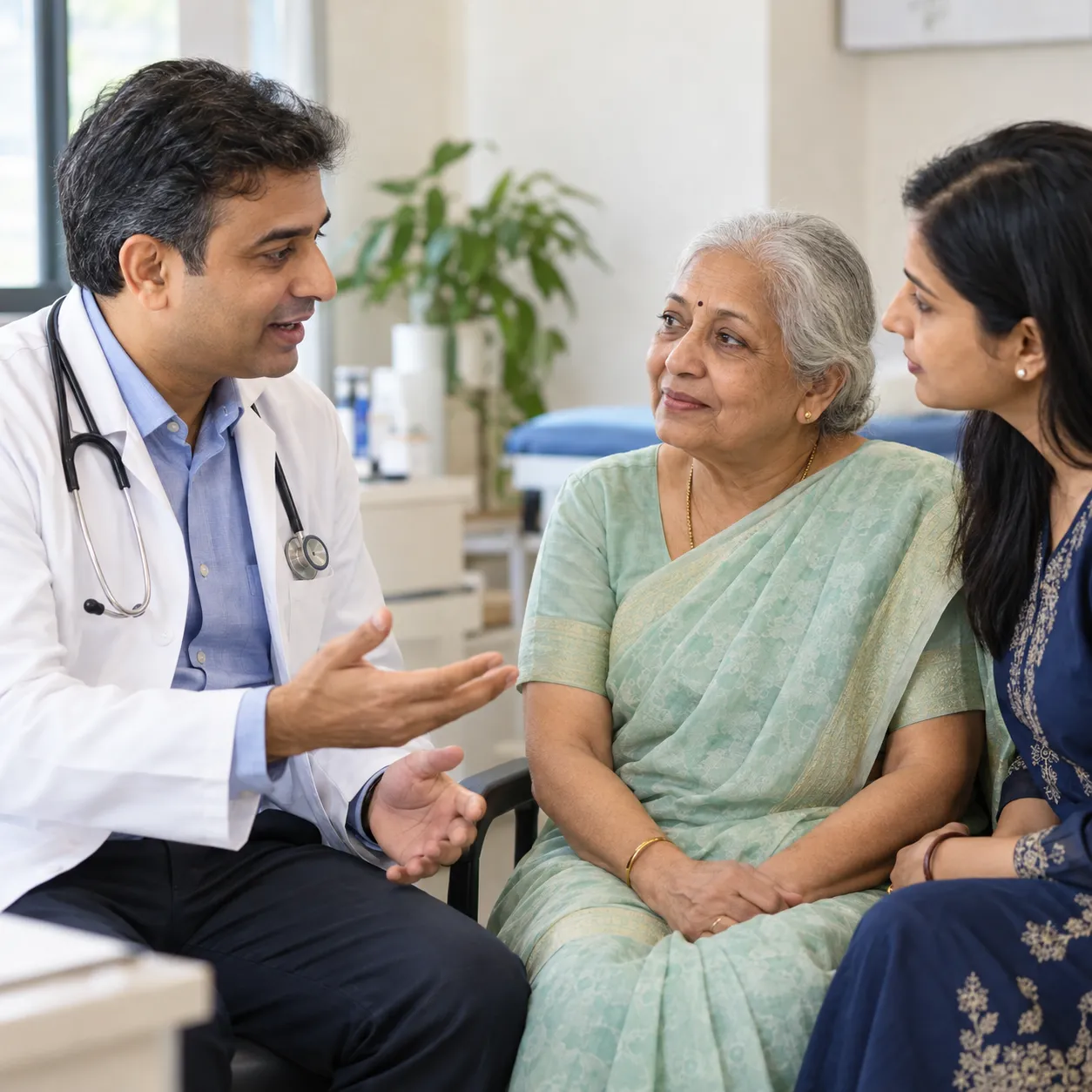 Doctors supporting a patient in India