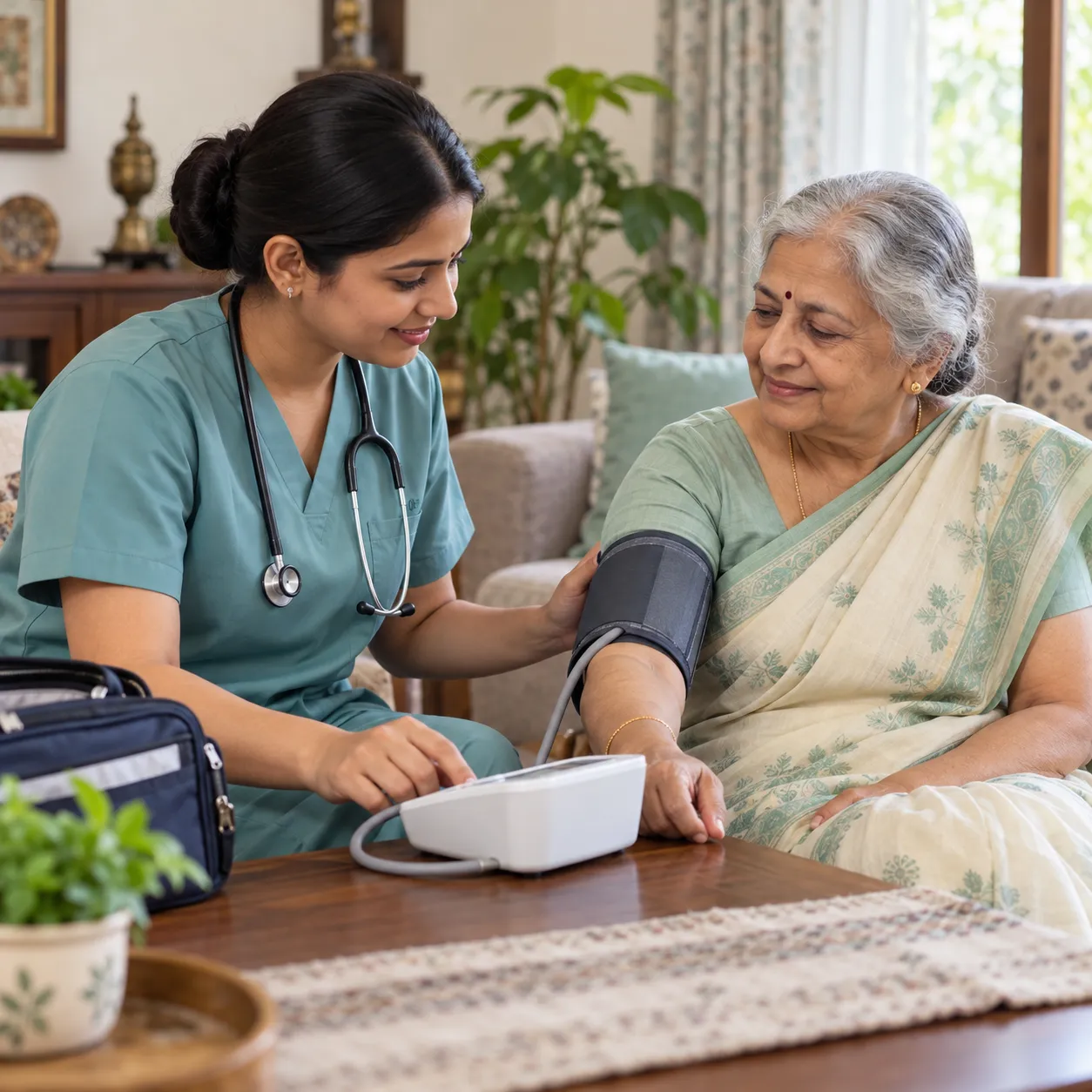 Medicines and monitoring arranged at home