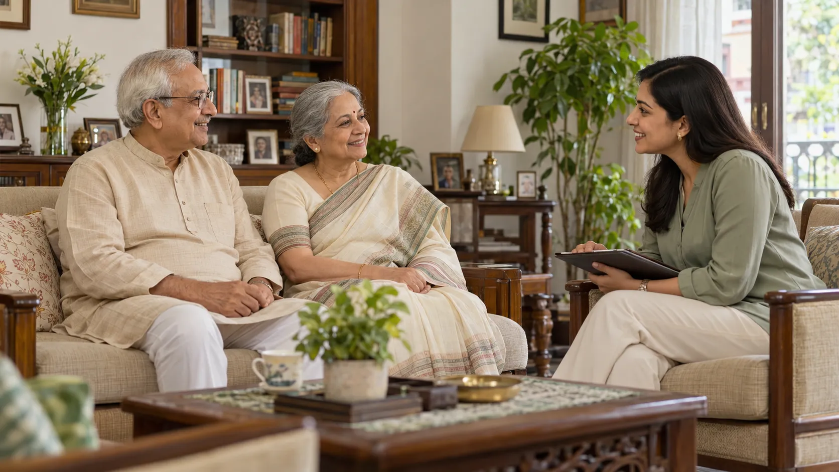 Ageing parents receiving care at home in Kolkata