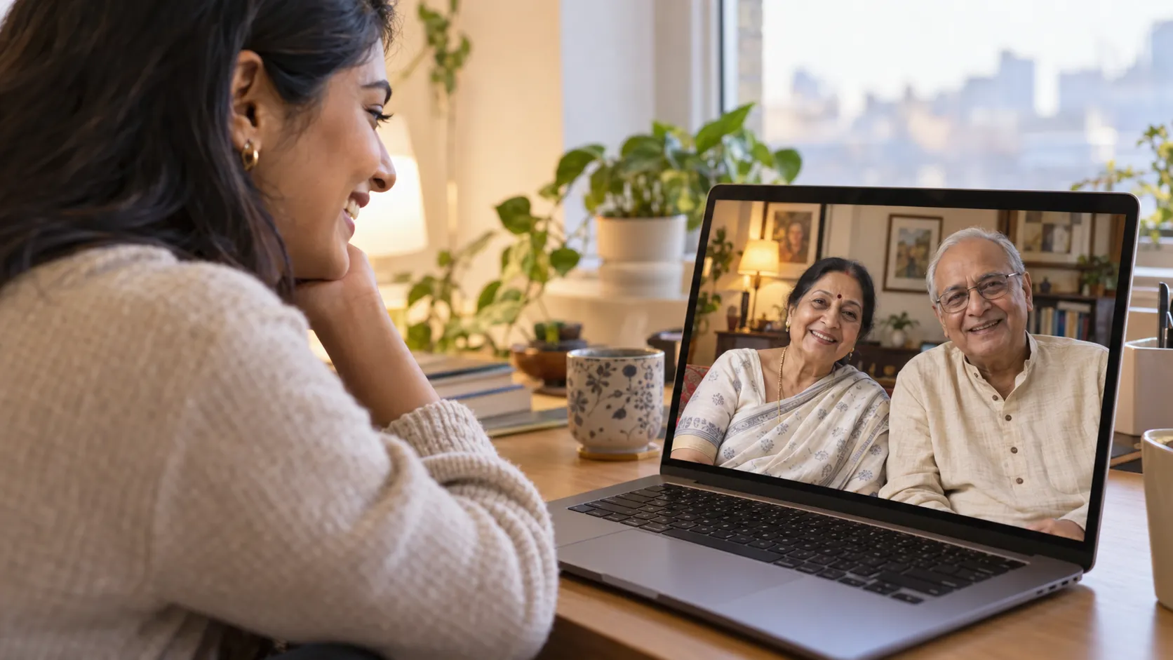 An NRI family staying connected with parents in Kolkata