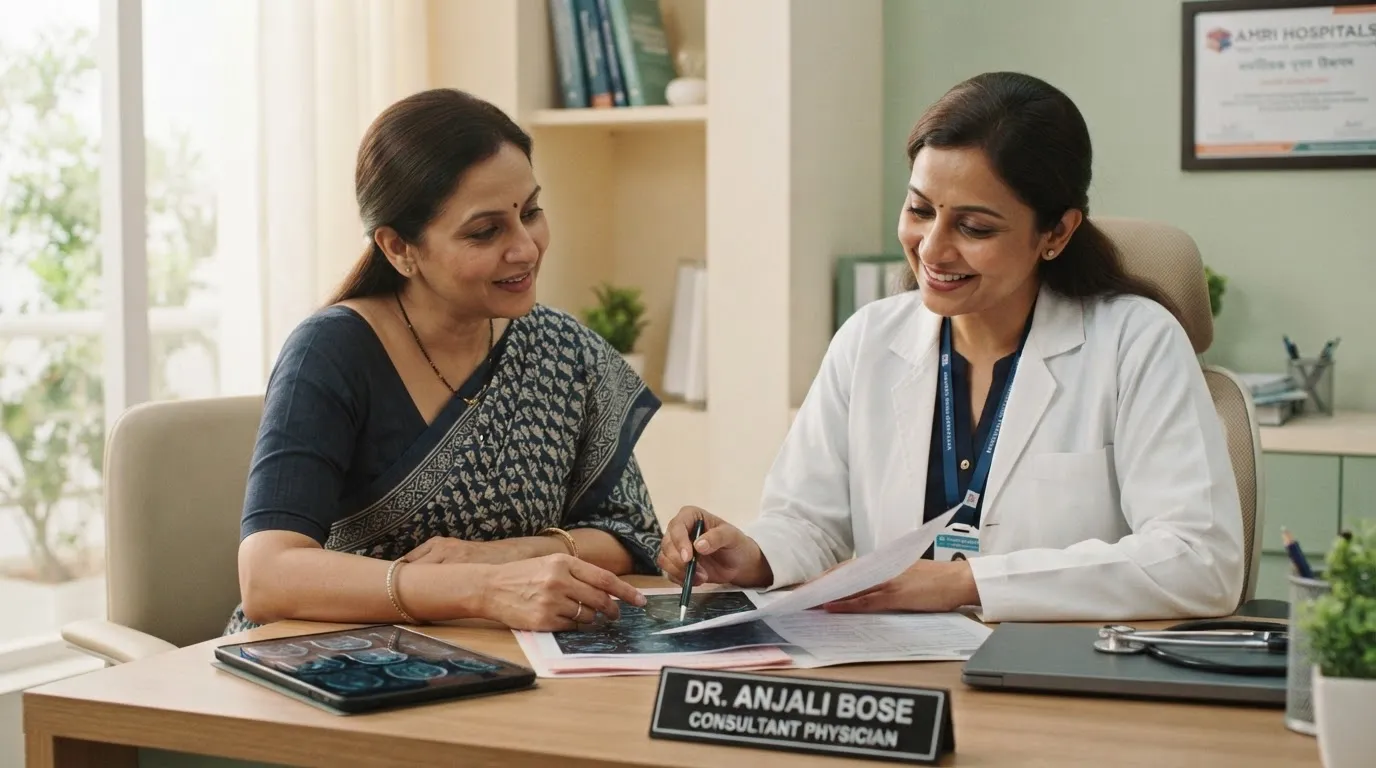 A patient discussing healthcare guidance with a doctor